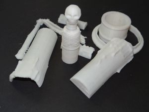 heap of things printed from white PLA
