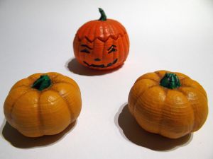three printed pumpkins